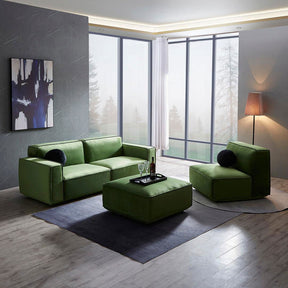 Tofu Modular Velvet Sofa - Olive Green BUBULAND HOME
