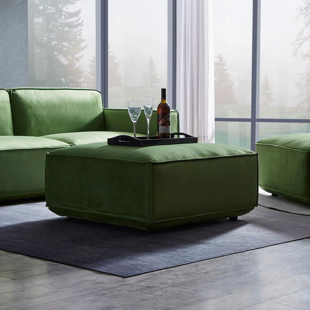 Tofu Modular Velvet Sofa - Olive Green BUBULAND HOME