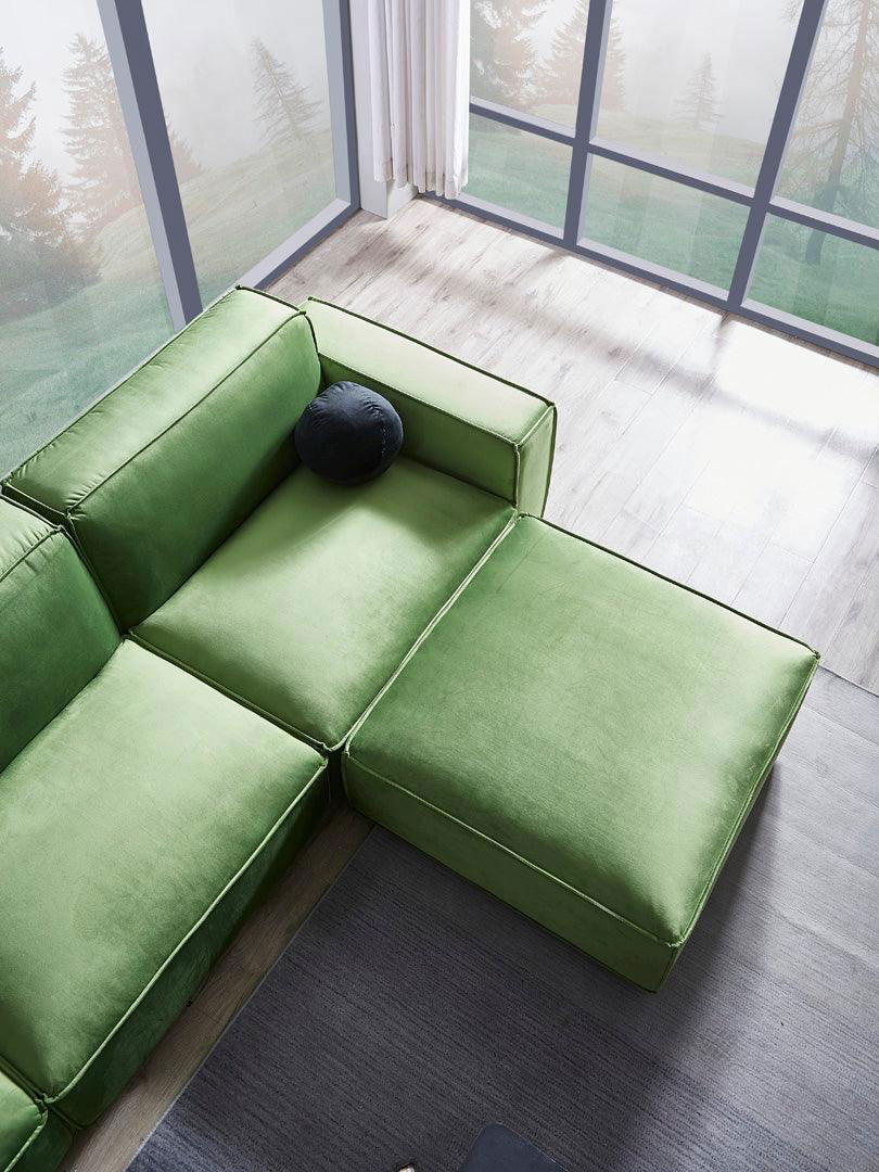 Tofu Modular Velvet Sofa - Olive Green BUBULAND HOME