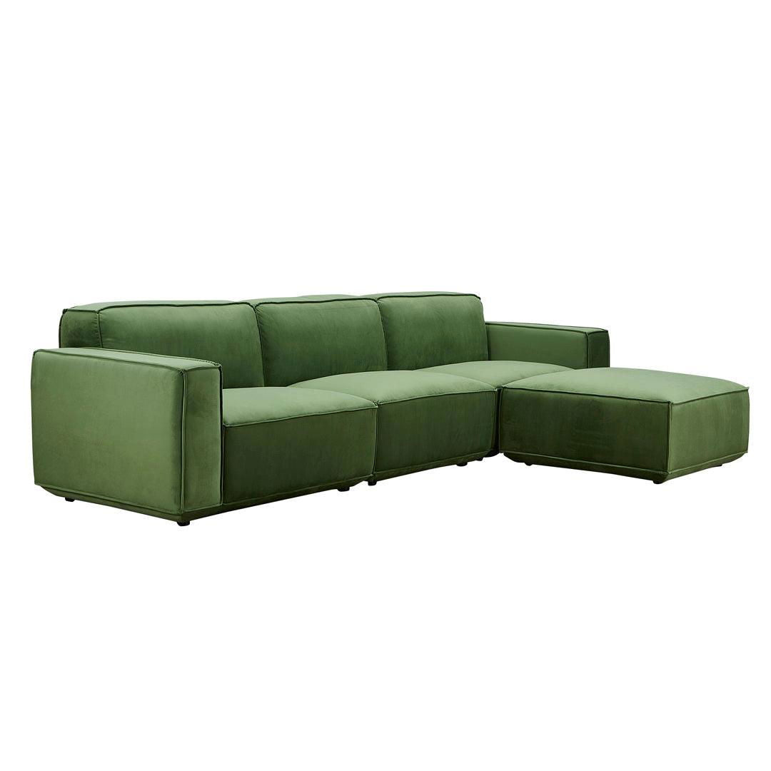 Tofu Modular Velvet Sofa - Olive Green BUBULAND HOME