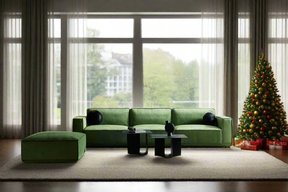 Tofu Modular Velvet Sofa - Olive Green BUBULAND HOME