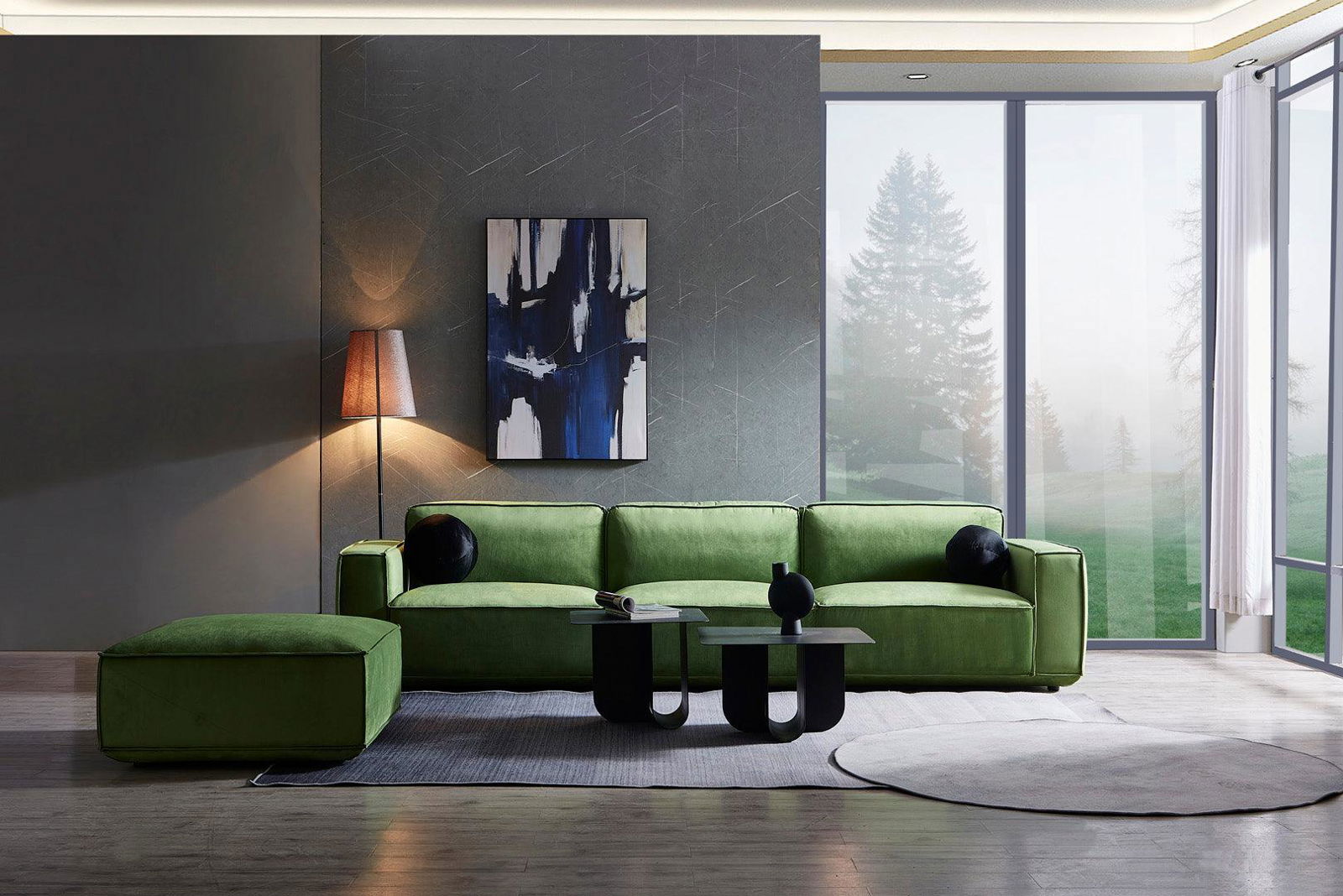 Tofu Velvet Armless Seat - Olive Green BUBULAND HOME