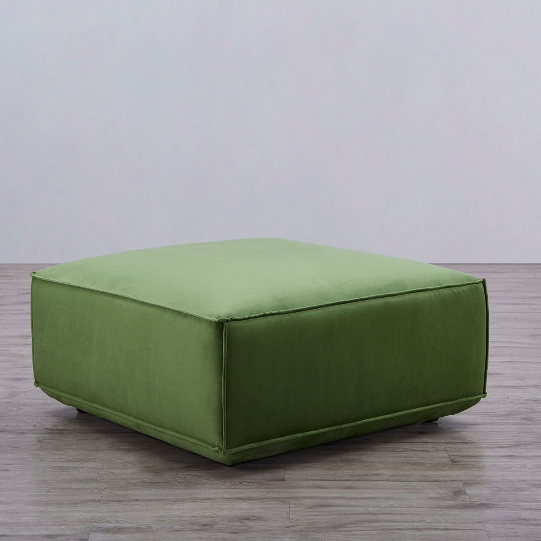 Tofu Velvet Ottoman - Olive Green BUBULAND HOME