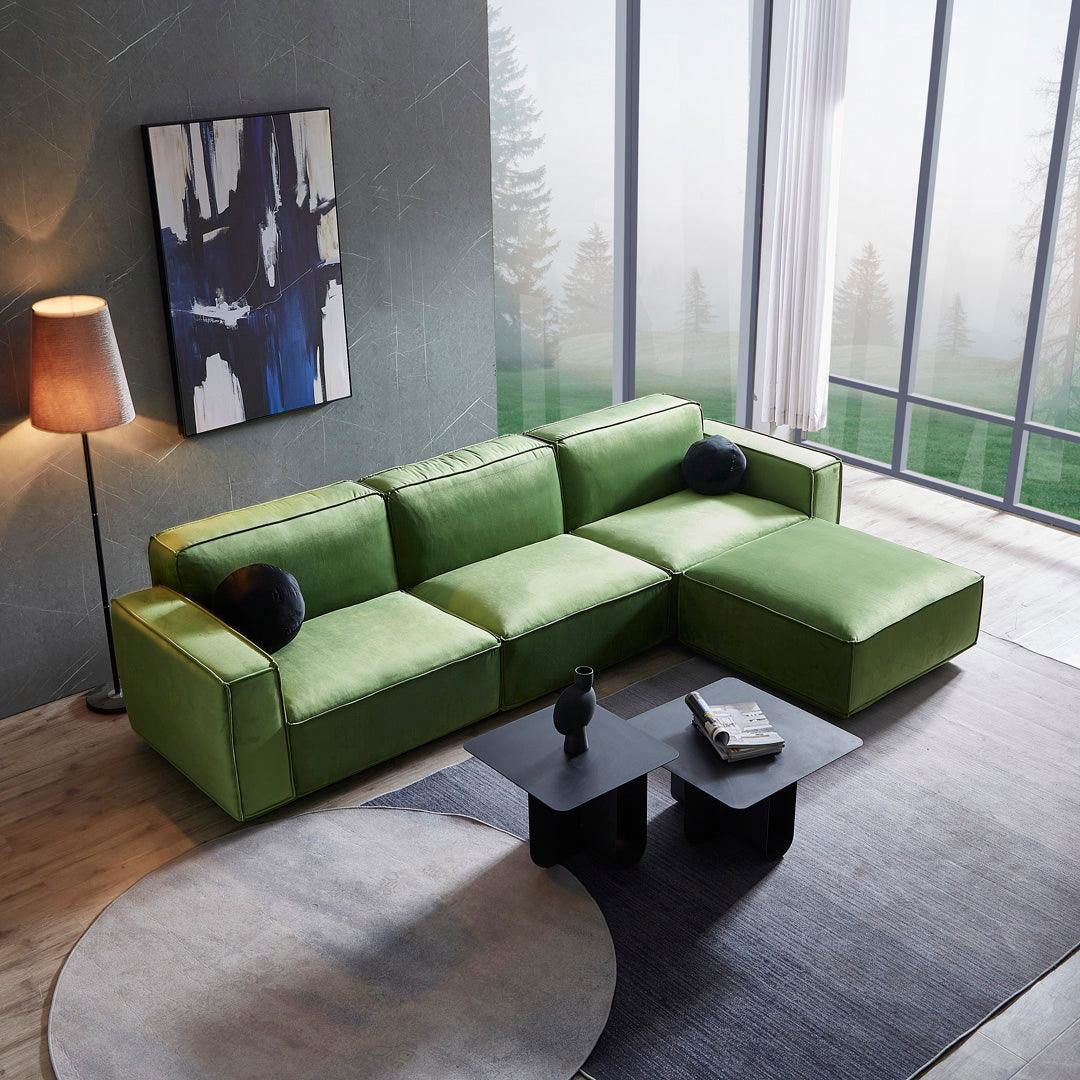 Tofu Velvet Ottoman - Olive Green BUBULAND HOME