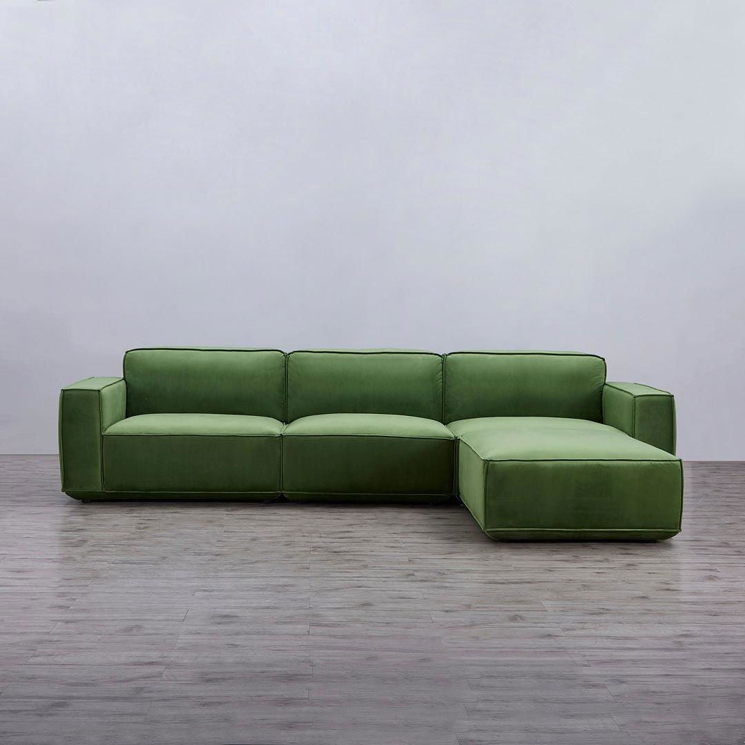 Tofu Velvet Ottoman - Olive Green BUBULAND HOME