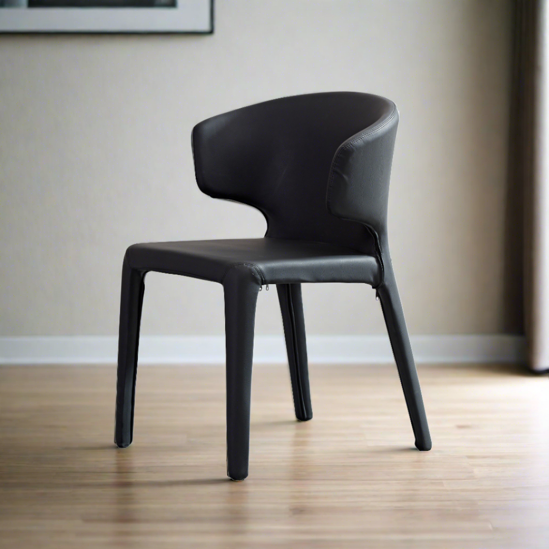 Toorak Dining Chair - Black Faux Leather BUBULAND HOME