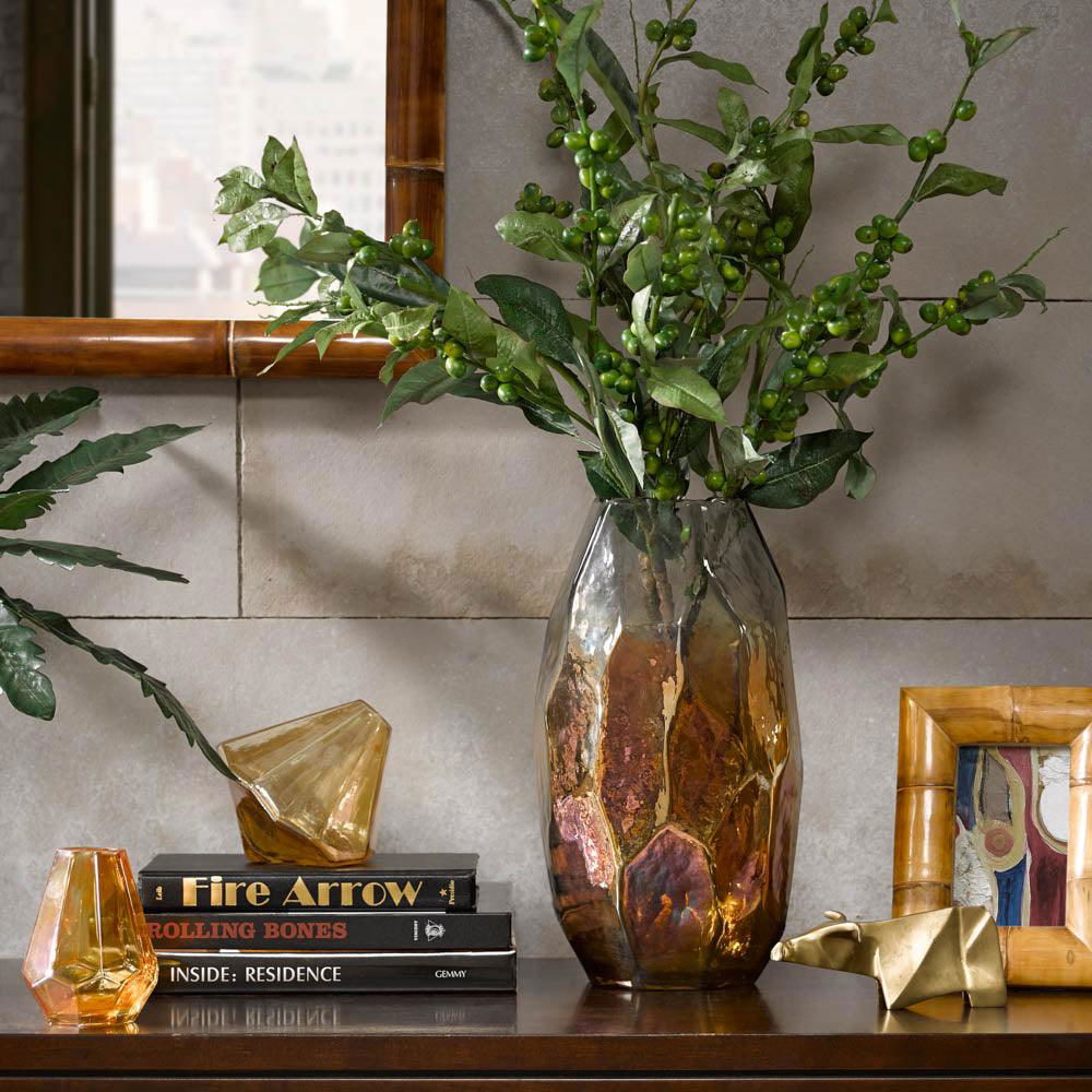 Trigo Abstract Iridescent Glass Vase BUBULAND HOME