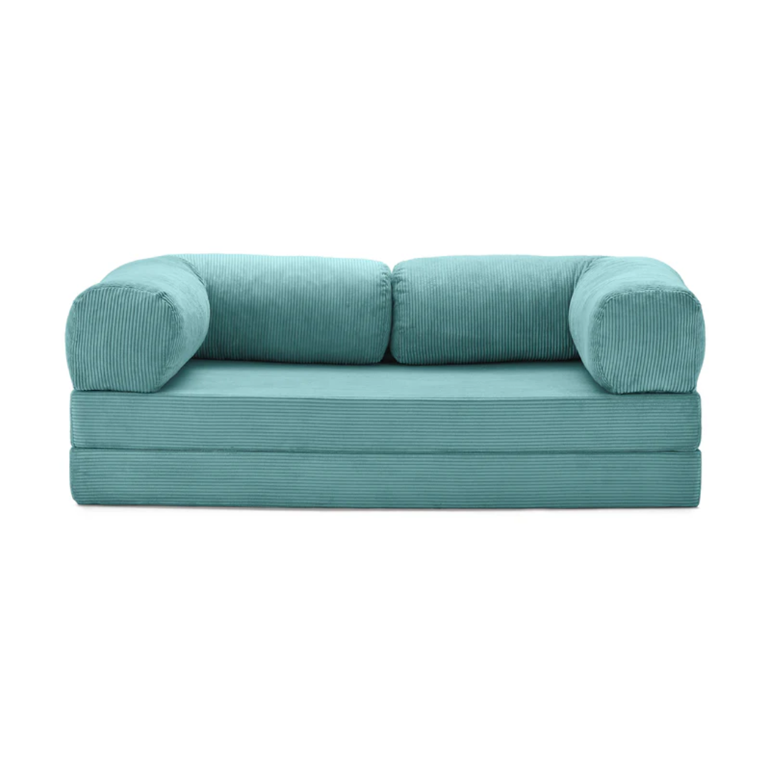 Belle Convertible Sofa Bed - Burnt Orange Corduroy - sofa 2 Seater / Turquoise BUBULAND HOME