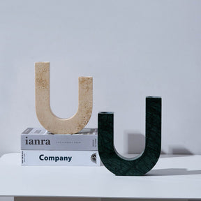 U-Shape Travertine & Marble Candle Holder BUBULAND HOME