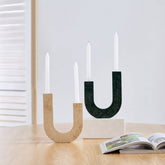 U-Shape Travertine & Marble Candle Holder BUBULAND HOME