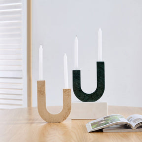 U-Shape Travertine & Marble Candle Holder BUBULAND HOME