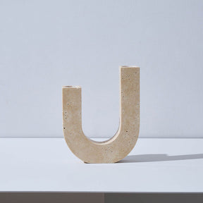 U-Shape Travertine & Marble Candle Holder BUBULAND HOME