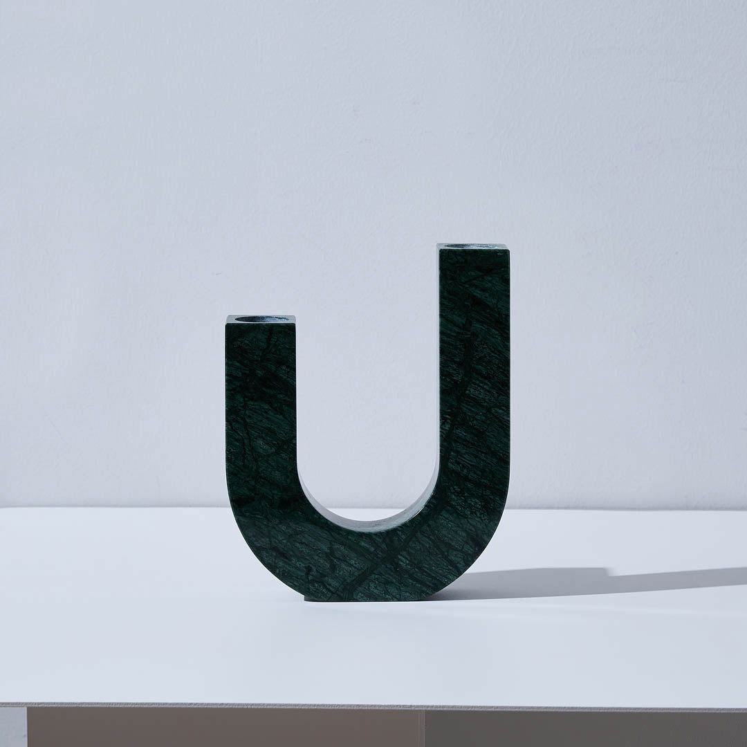 U-Shape Travertine & Marble Candle Holder BUBULAND HOME