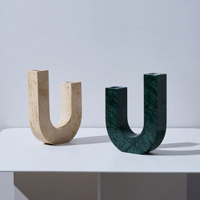 U-Shape Travertine & Marble Candle Holder BUBULAND HOME