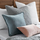 Velvet and Linen Double-Sided Cushions | Dusty Blue & Pink - Cushions Dusty Blue/ Linen 50*50cm BUBULAND HOME