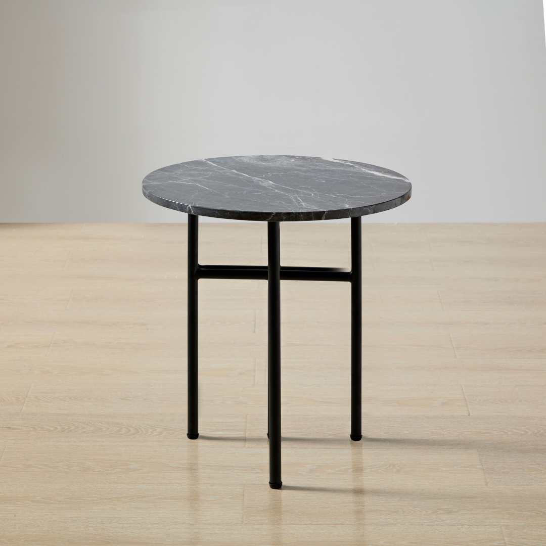 Verona Marble Coffee Table - Charcoal Round in Timber Room