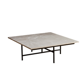 Verona Marble Coffee Table - Fossil Square in Angled Side View on White Background