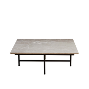 Verona Marble Coffee Table - Fossil Square in Front View on White Background