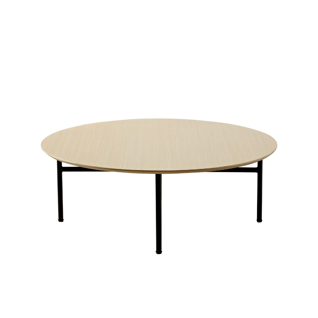 Verona Timber Coffee Table - White Wash Round Front View in White Background