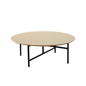 Verona Timber Coffee Table - White Wash  Round Side View in White Background