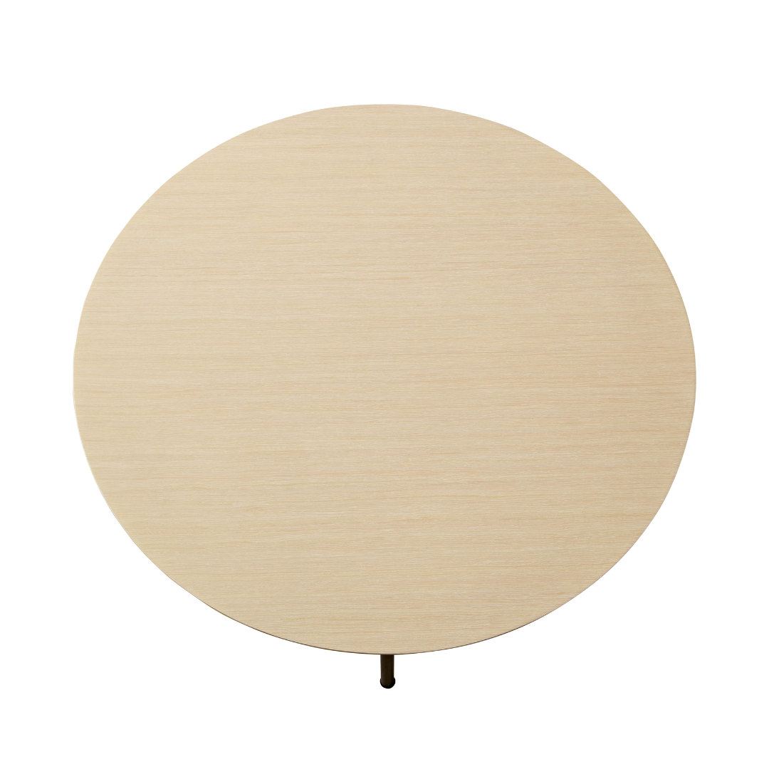 Verona Timber Coffee Table - White Wash Round Table Top Detail in Top View in White Background