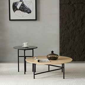Verona Marble Coffee/Side Table - Charcoal Round - End Tables Default Title BUBULAND HOME