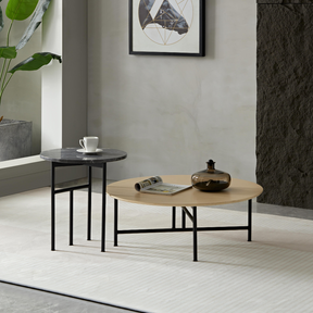 Verona Marble Coffee/Side Table - Charcoal Round - End Tables Default Title BUBULAND HOME