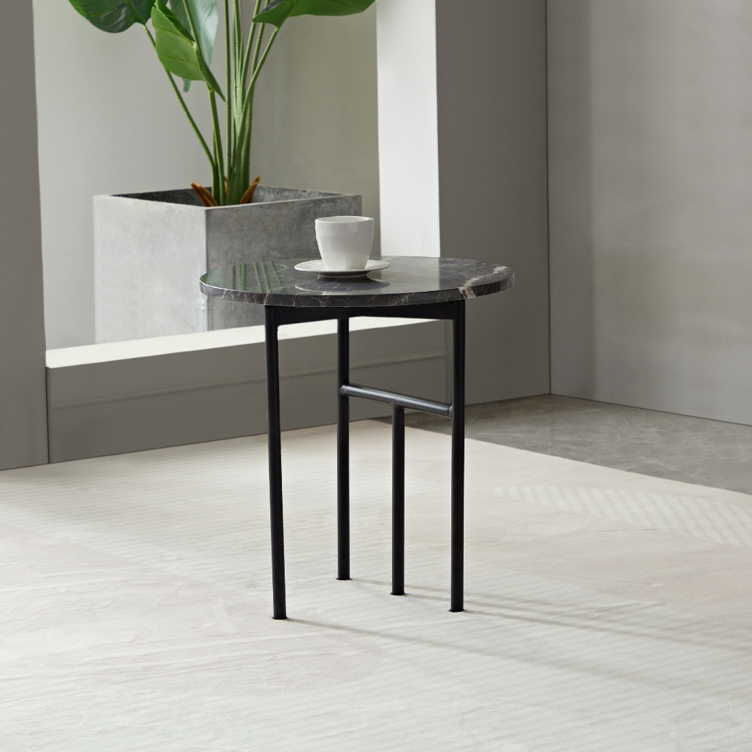 Verona Marble Coffee/Side Table - Charcoal Round - End Tables Default Title BUBULAND HOME