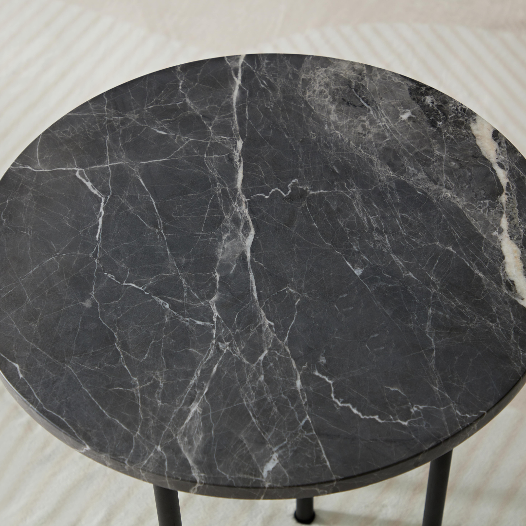 Verona Marble Coffee/Side Table - Charcoal Round - End Tables Default Title BUBULAND HOME