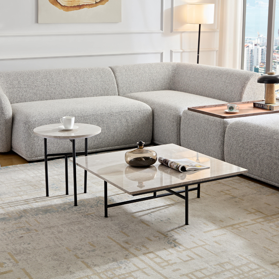 Verona Marble Coffee Table - Fossil Square BUBULAND HOME