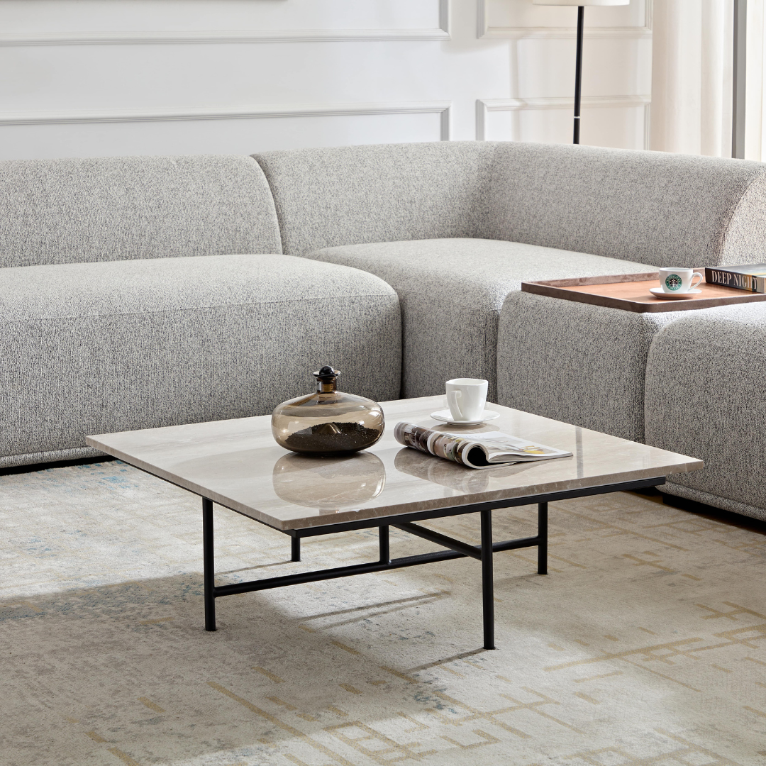 Verona Marble Coffee Table - Fossil Square BUBULAND HOME