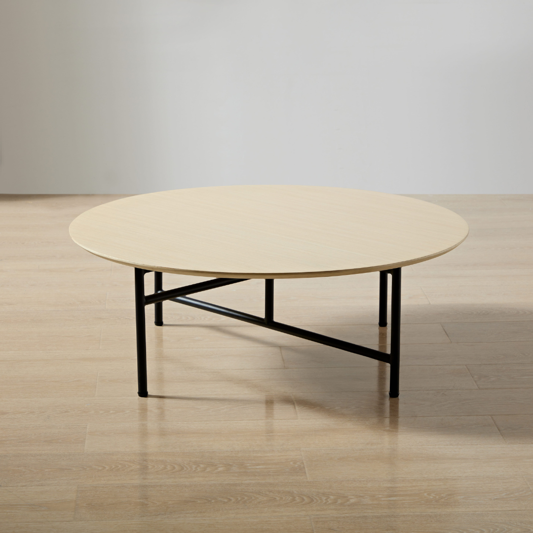 Verona Timber Coffee Table - Oak White Wash Round BUBULAND HOME