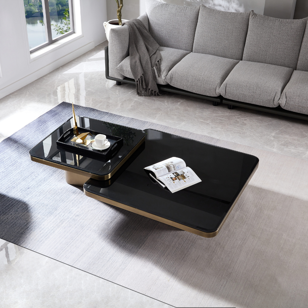 Vito Glass & Brass Coffee Table BUBULAND HOME