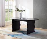 Wave Hardwood Oval Dining Table - Black BUBULAND HOME