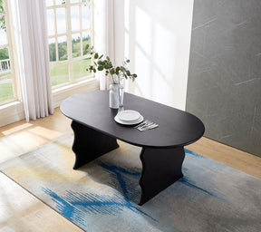 Wave Hardwood Oval Dining Table - Black BUBULAND HOME