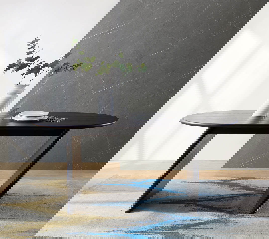 Wave Hardwood Oval Dining Table - Black BUBULAND HOME