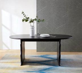 Wave Hardwood Oval Dining Table - Black BUBULAND HOME
