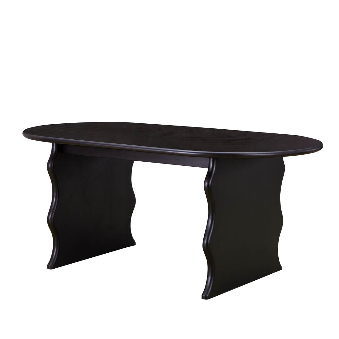 Wave Hardwood Oval Dining Table - Black BUBULAND HOME