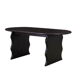 Wave Hardwood Oval Dining Table - Black BUBULAND HOME
