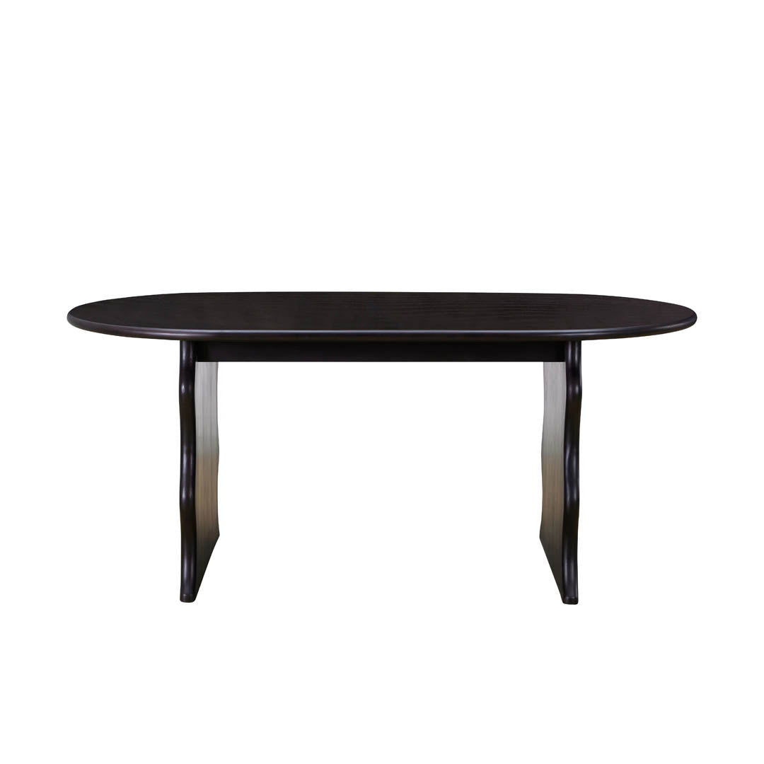 Wave Hardwood Oval Dining Table - Black BUBULAND HOME