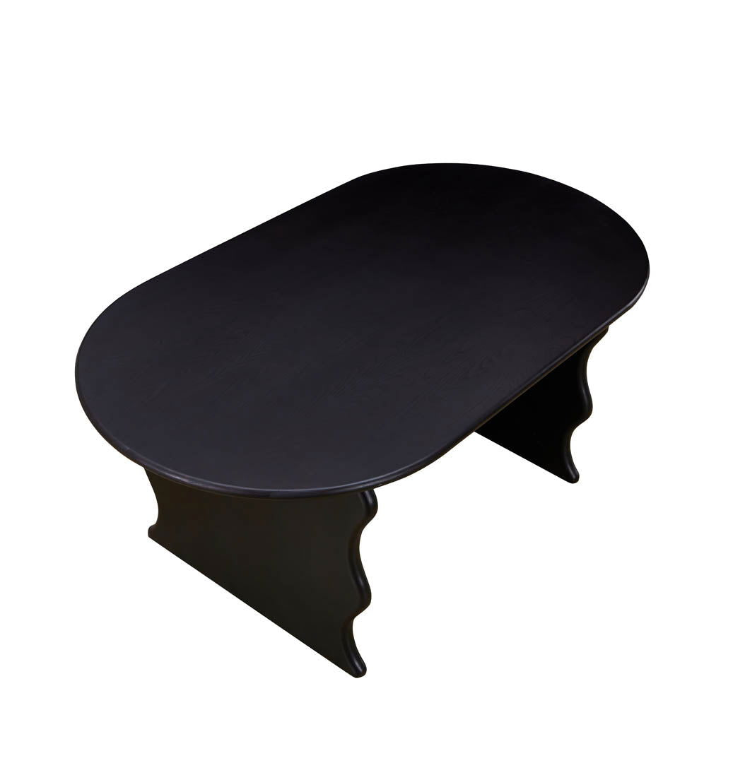 Wave Hardwood Oval Dining Table - Black BUBULAND HOME