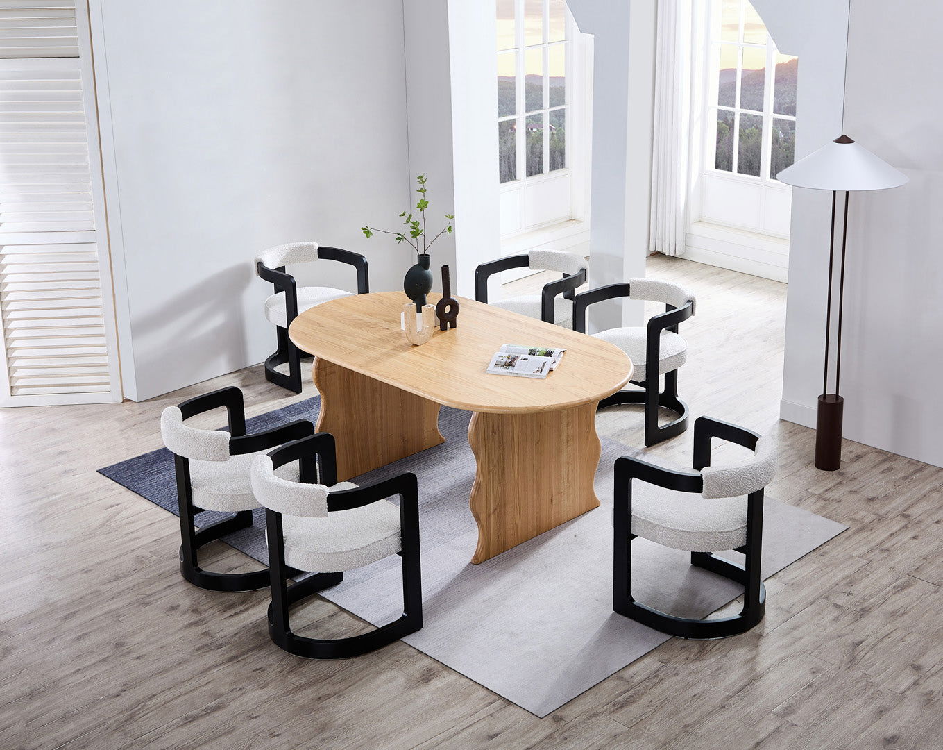 Wave Hardwood Oval Dining Table - Natural BUBULAND HOME