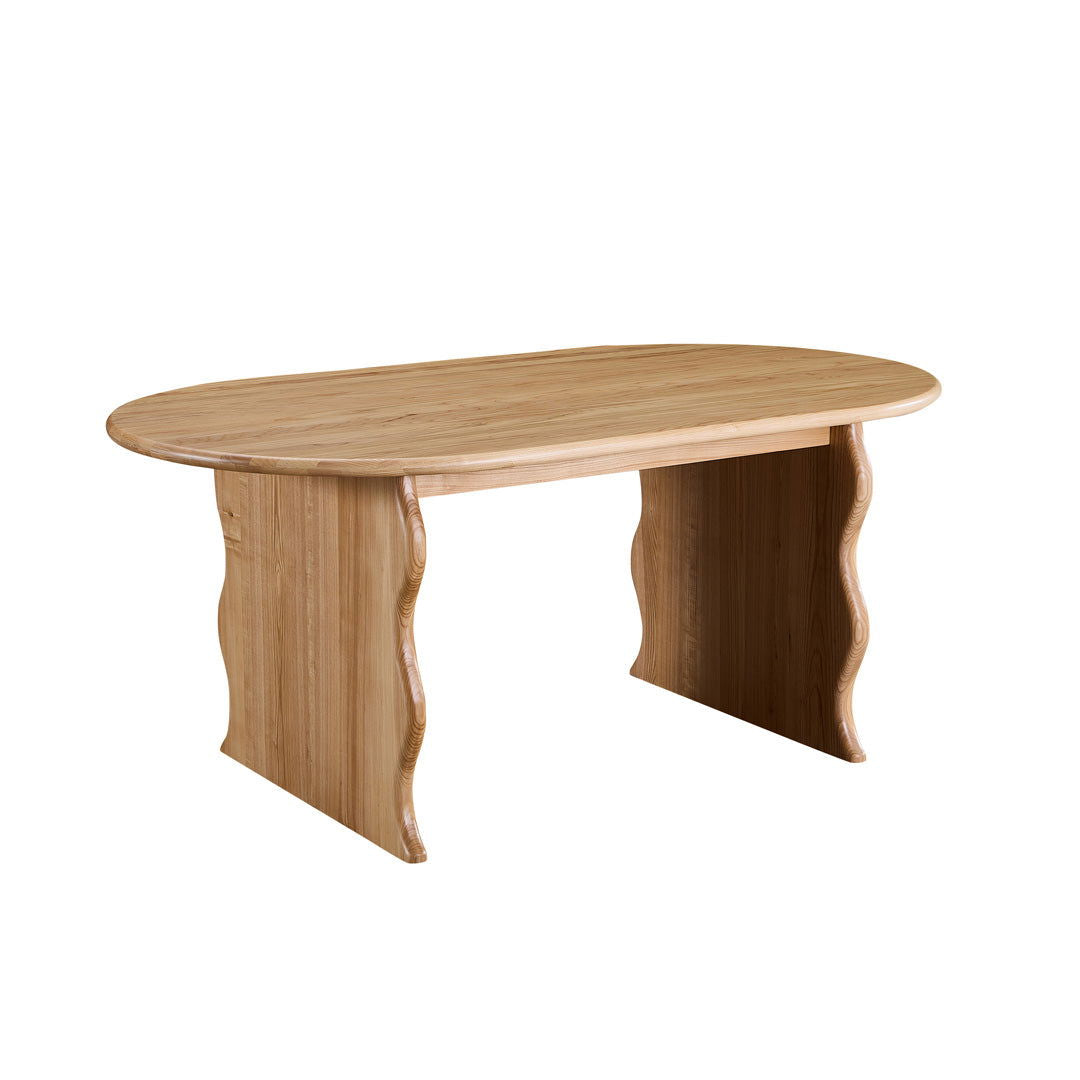 Wave Hardwood Oval Dining Table - Natural BUBULAND HOME