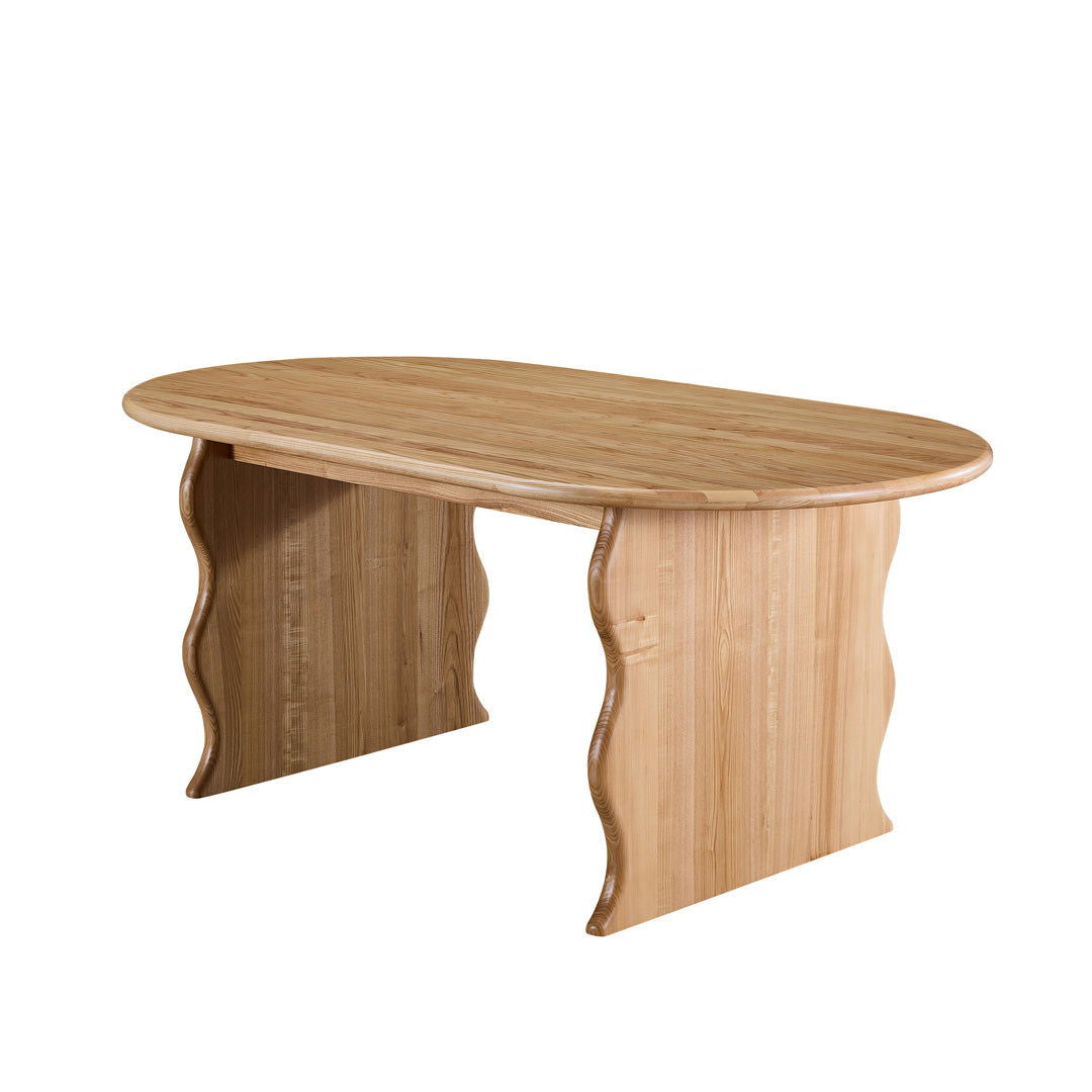 Wave Hardwood Oval Dining Table - Natural BUBULAND HOME