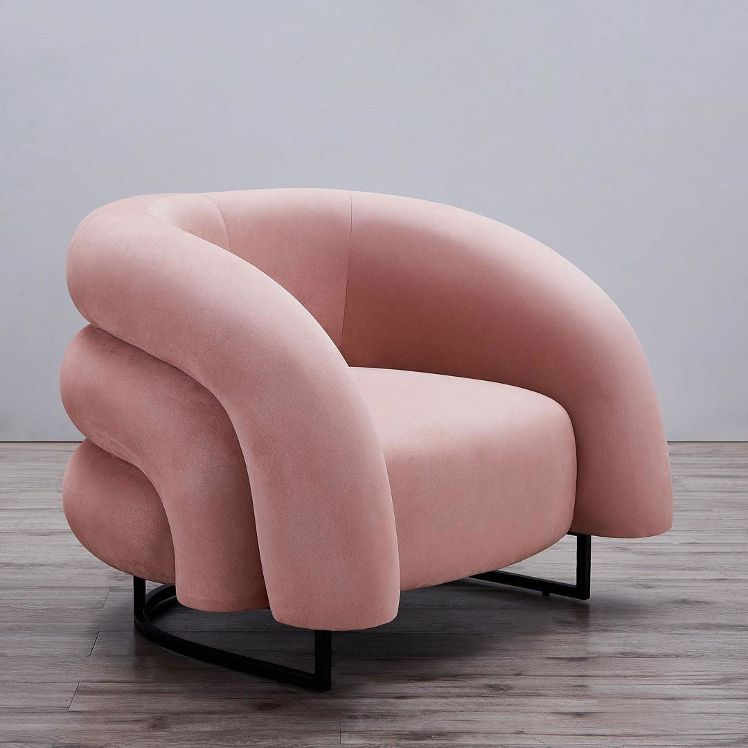 Wave Velvet Occasional Chair - Dusty Pink BUBULAND HOME