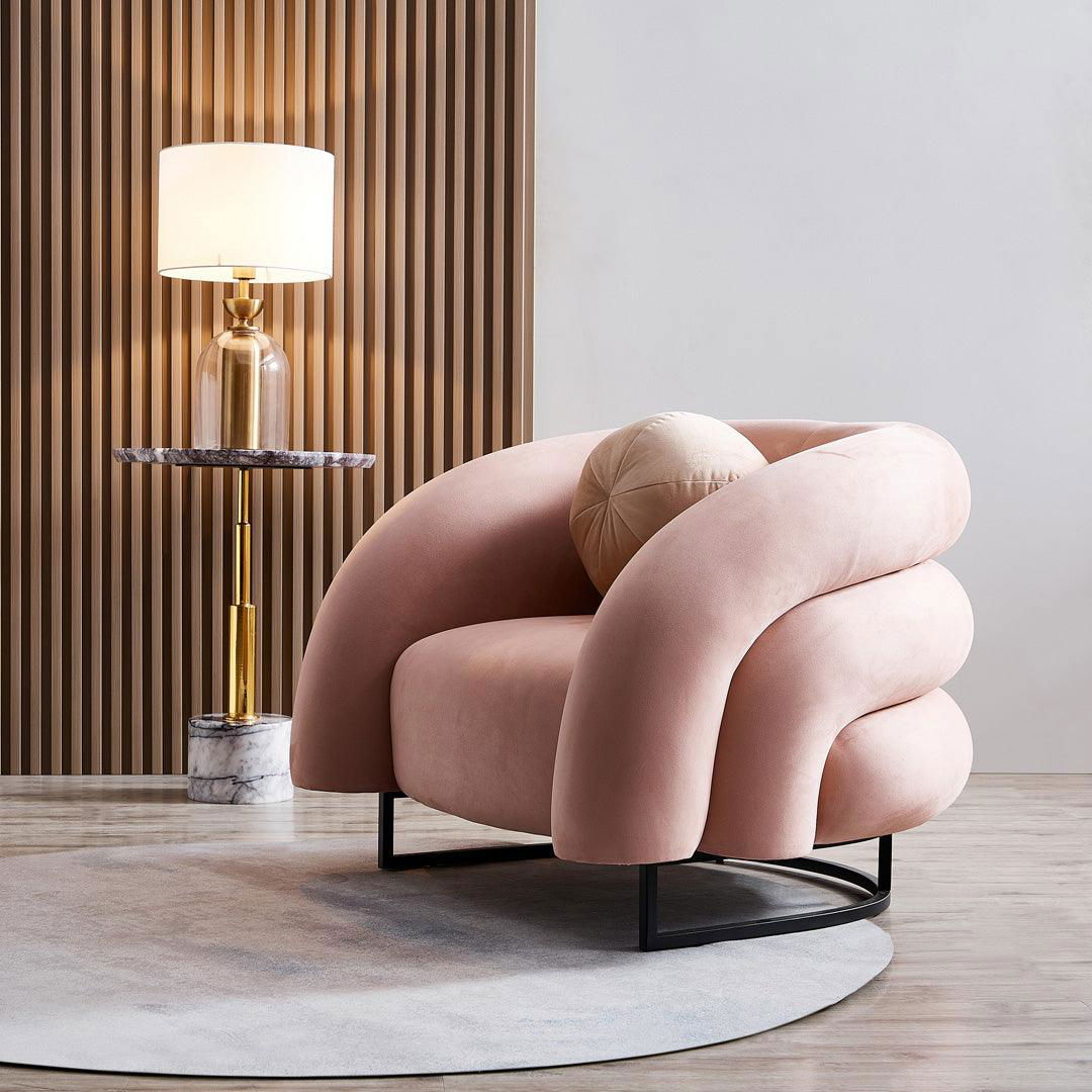 Wave Velvet Occasional Chair - Dusty Pink BUBULAND HOME