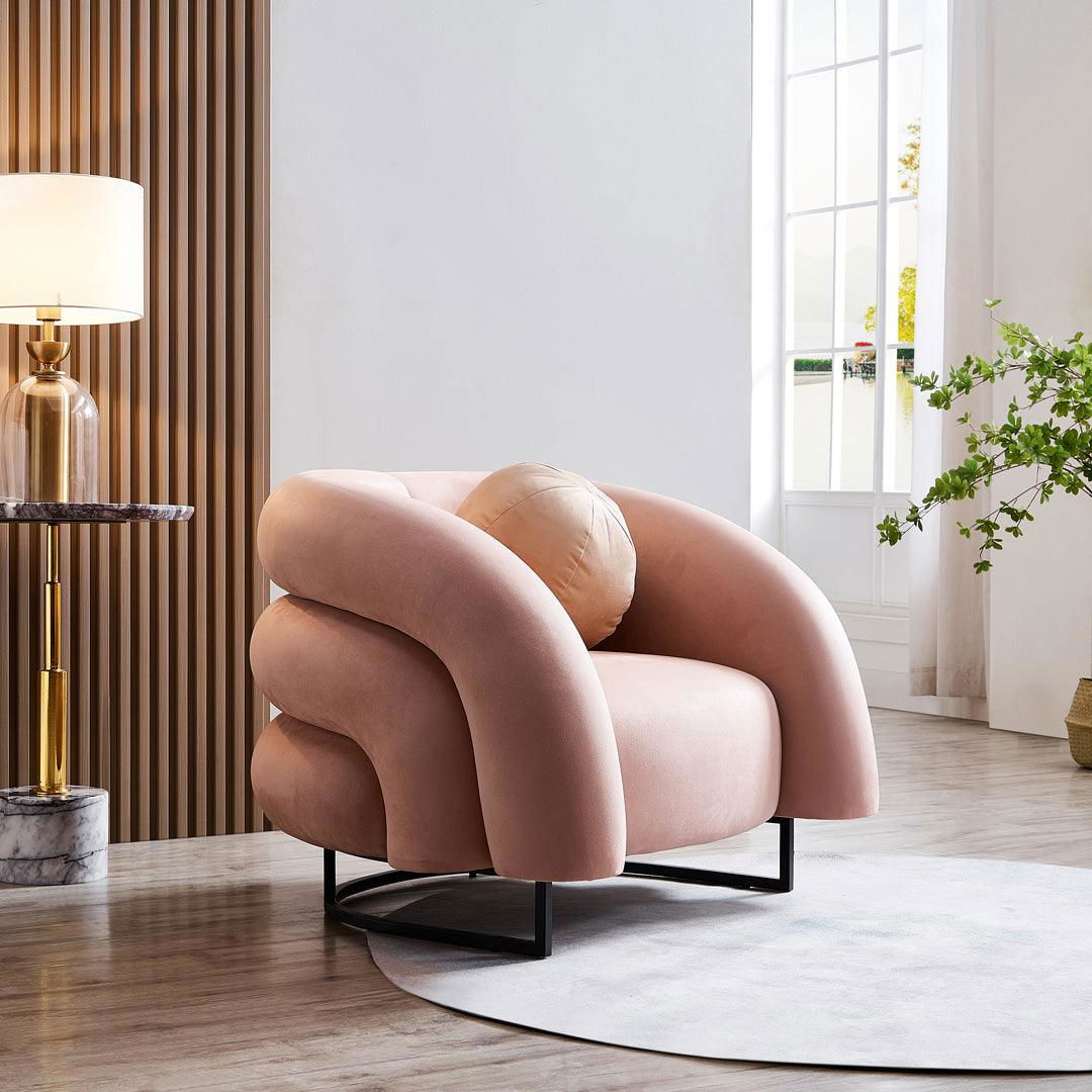 Wave Velvet Occasional Chair - Dusty Pink BUBULAND HOME