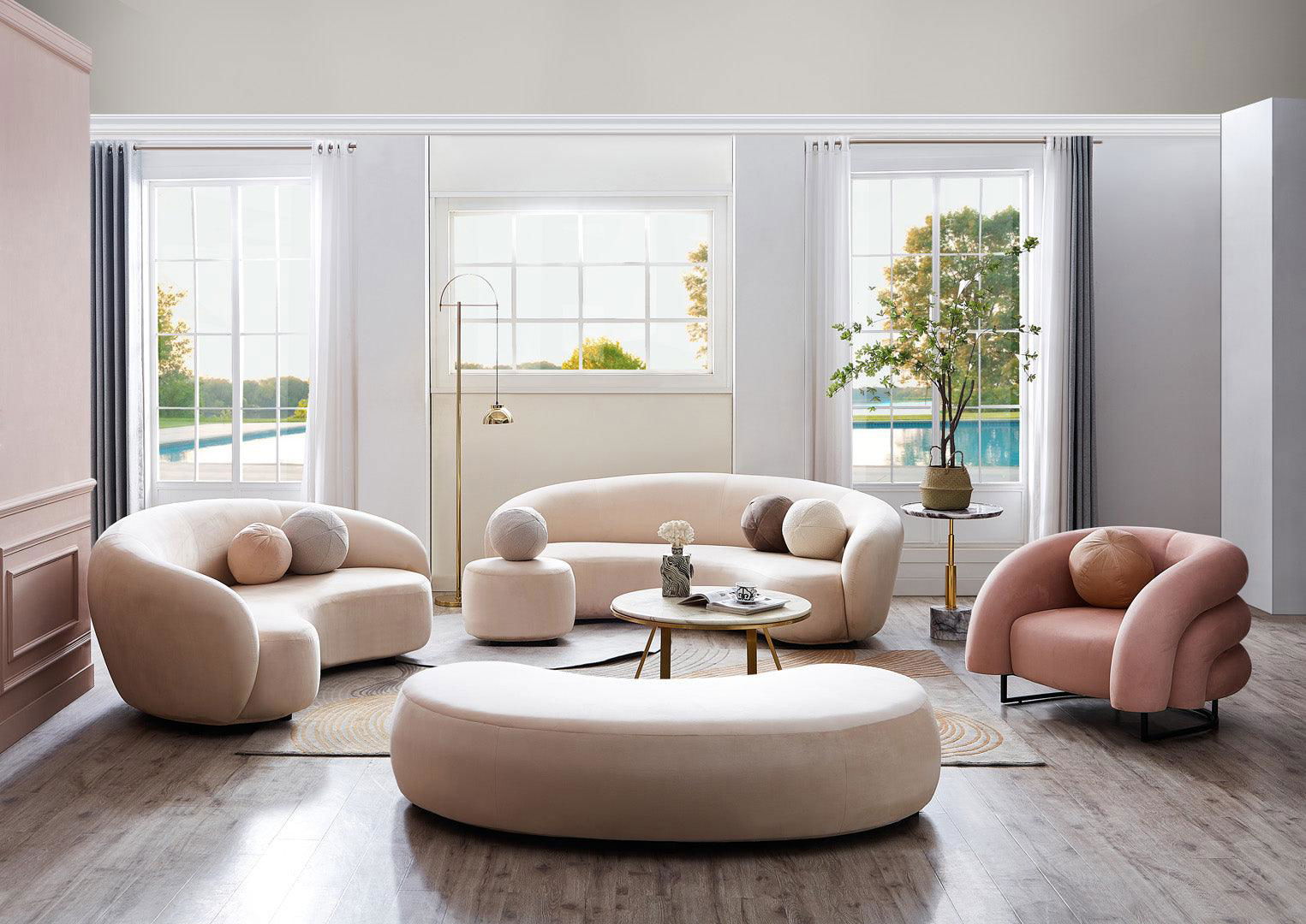 Wave Velvet Occasional Chair - Dusty Pink BUBULAND HOME