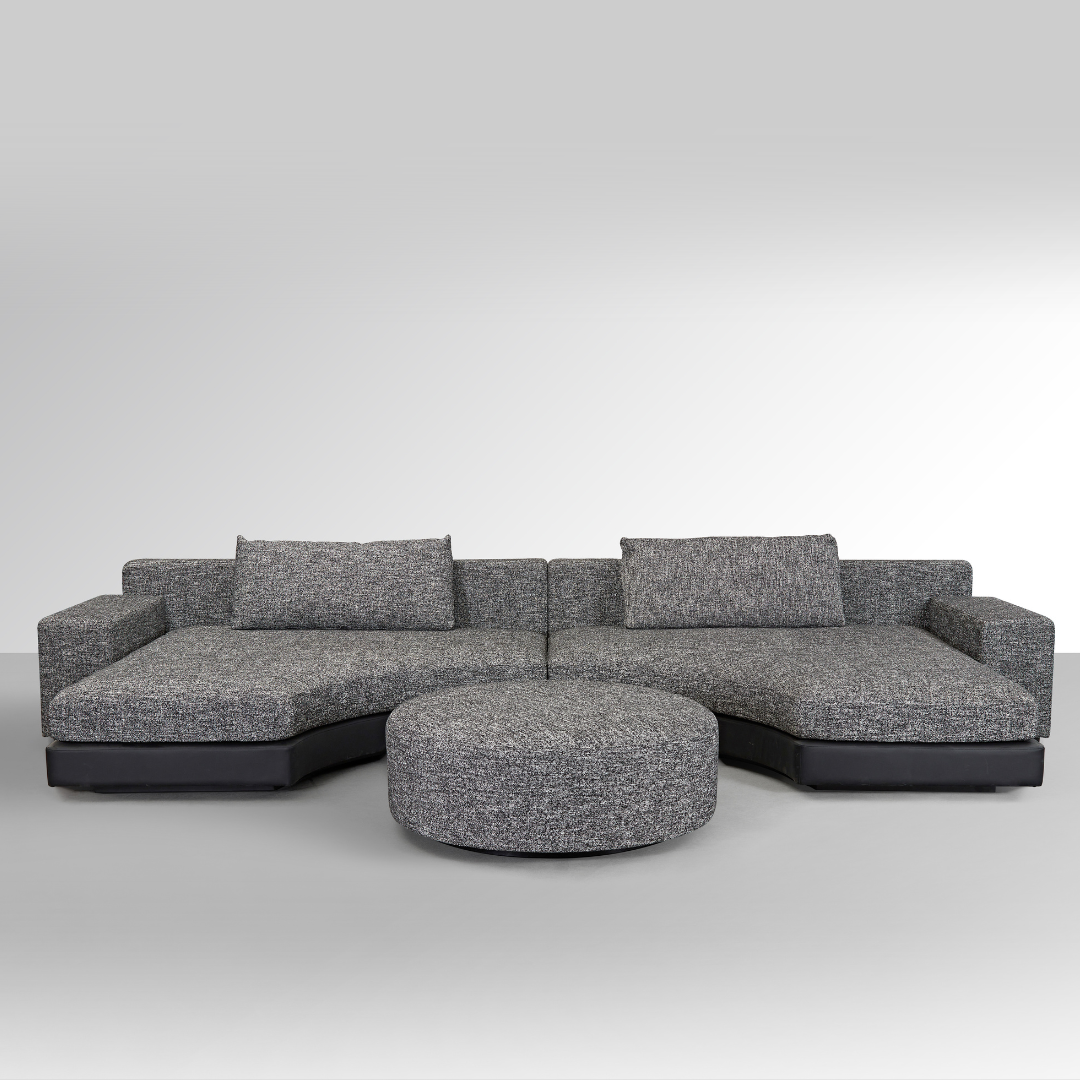 Moon Round Ottoman - Dual Colours Black/White - sofa Grey BUBULAND HOME