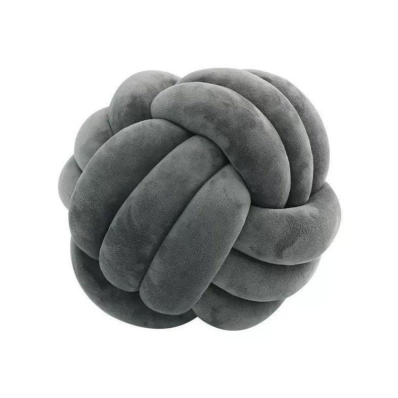 Zoe Velvet Knot Ball Cushion Dove Grey - BUBULAND HOME